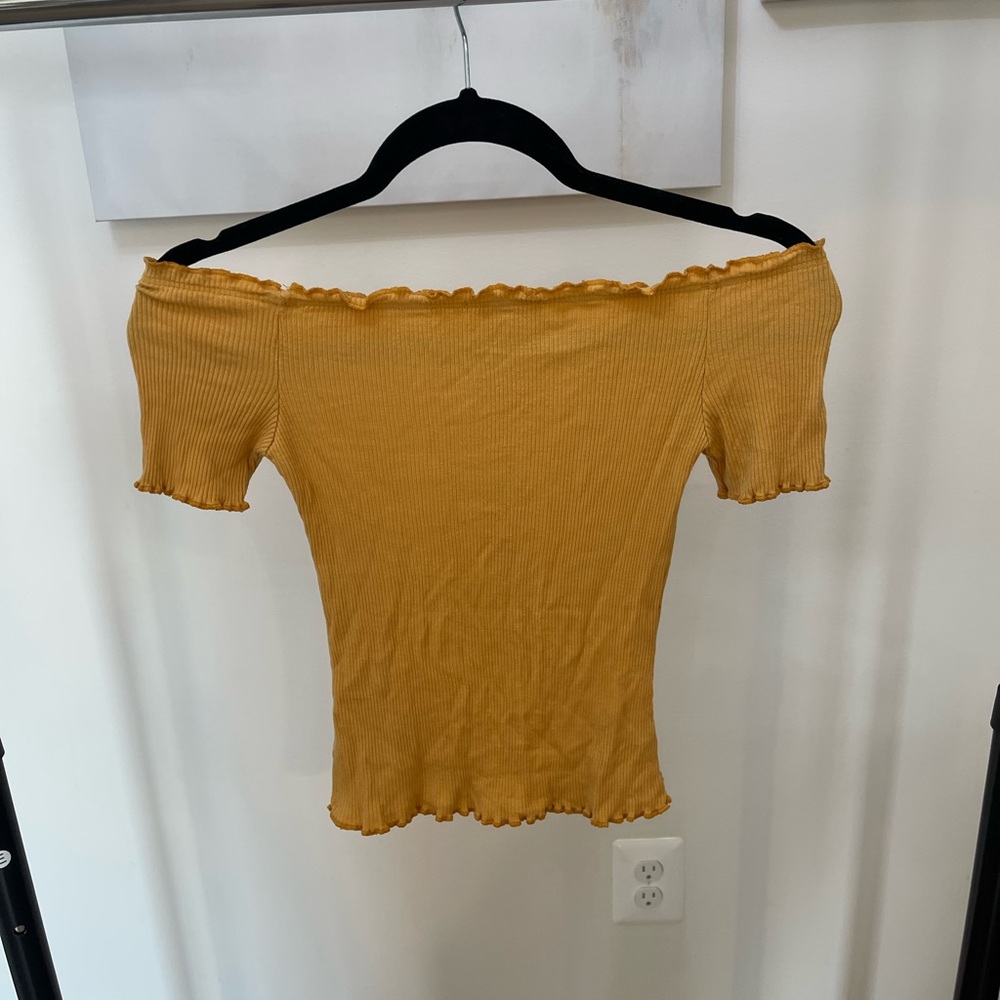 Charlotte Russe Yellow Off-Shoulder Crop Top